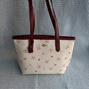Coach White Bow Tote Bag